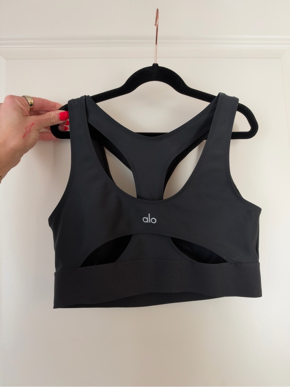 ALO Yoga Black Racerback Cutout Sports Bra